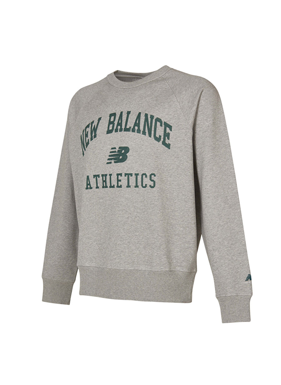 New Balance Gri Erkek Kapüşon Yaka Normal Kalıp Sweatshirt MNC1402-AG-NB