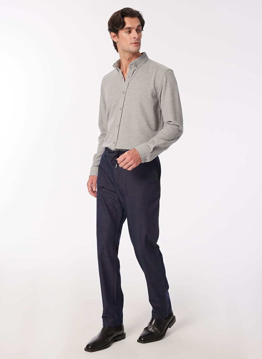 People By Fabrika Lacivert Erkek Bağlamalı Jogger Chino Pantolon SPBF4SM-PNT5020