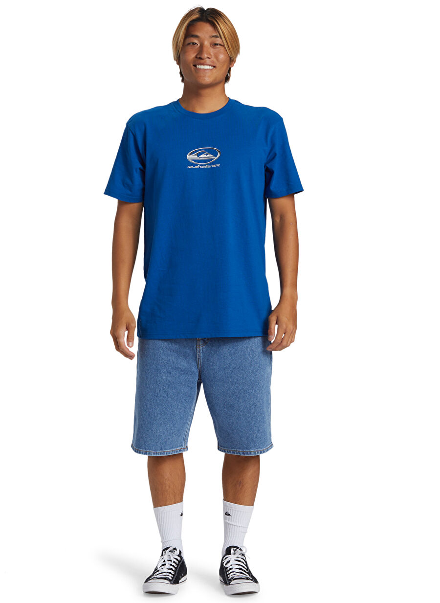 Quiksilver Mavi Erkek O Yaka Baskılı T-Shirt AQYZT09545_CHROME LOGO SS STN