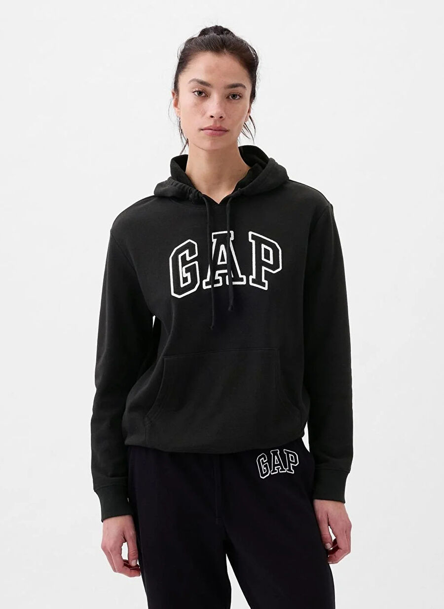 Gap Kapüşon Yaka Düz Siyah Kadın Sweatshırt 870537