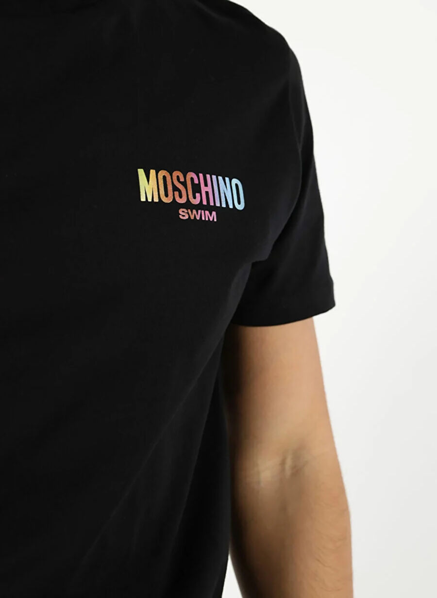Moschino Bisiklet Yaka Desenli Siyah Erkek T-Shirt 241V3a0709