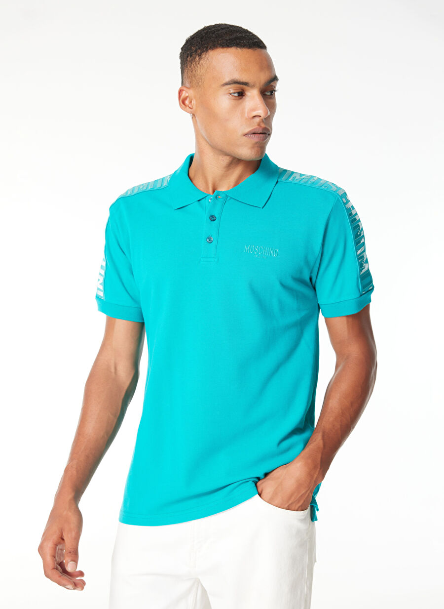 Moschino Yeşil Erkek Desenli Polo T-Shirt 241V3a1604 - 15131836