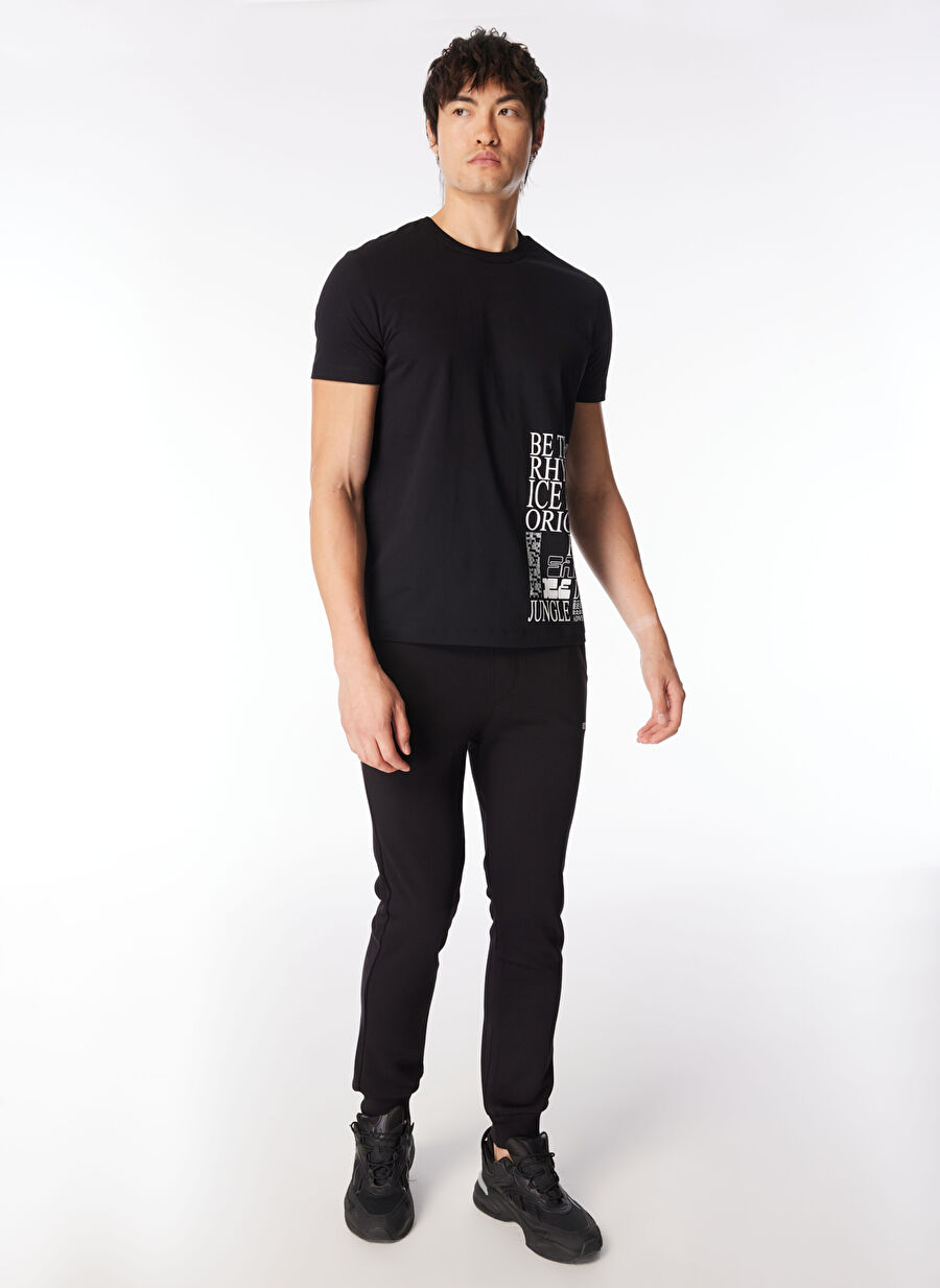 Normal Kalıp Siyah Erkek Eşofman Altı 24EU1M0B011P417_Jersey Trousers