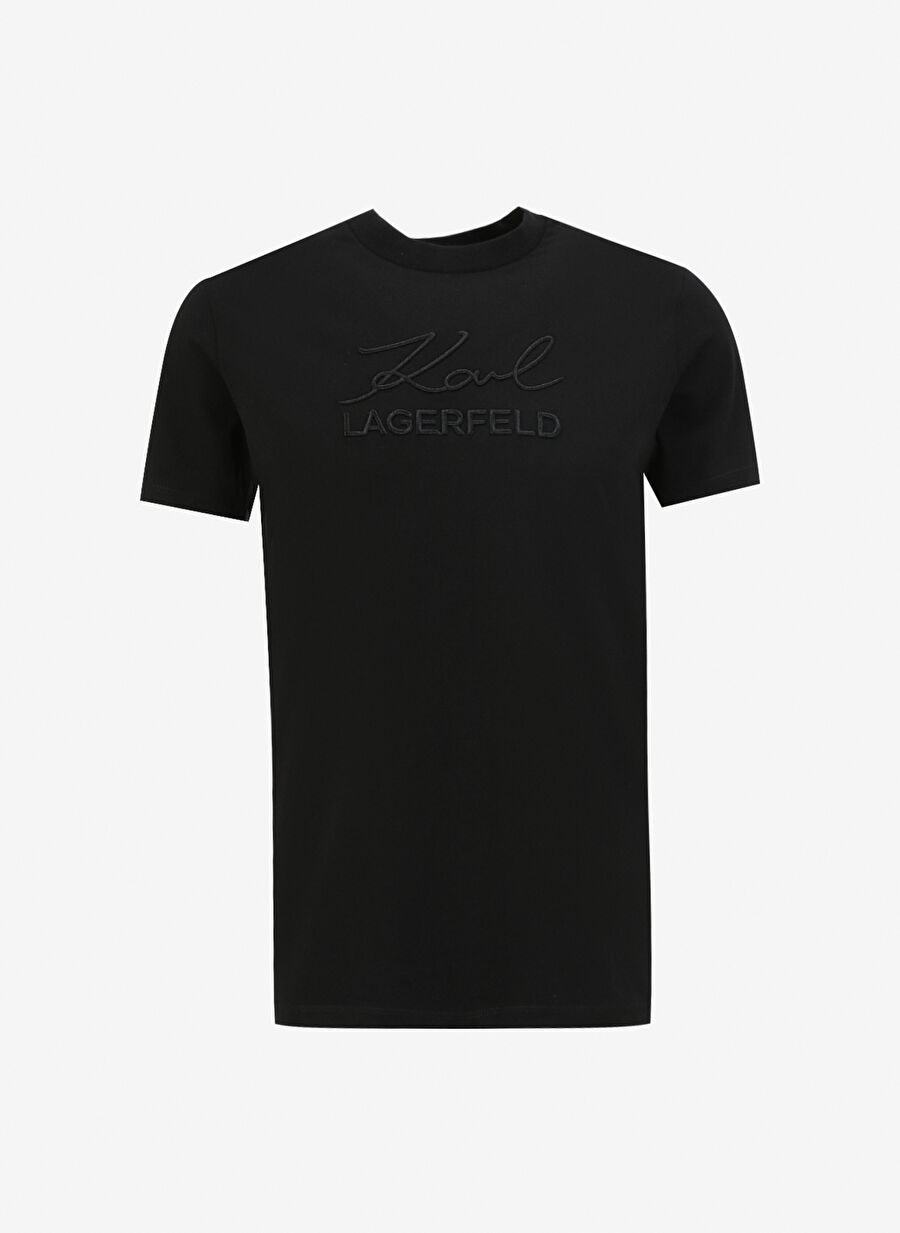 KARL LAGERFELD Bisiklet Yaka Siyah Erkek T-Shirt 755030542225