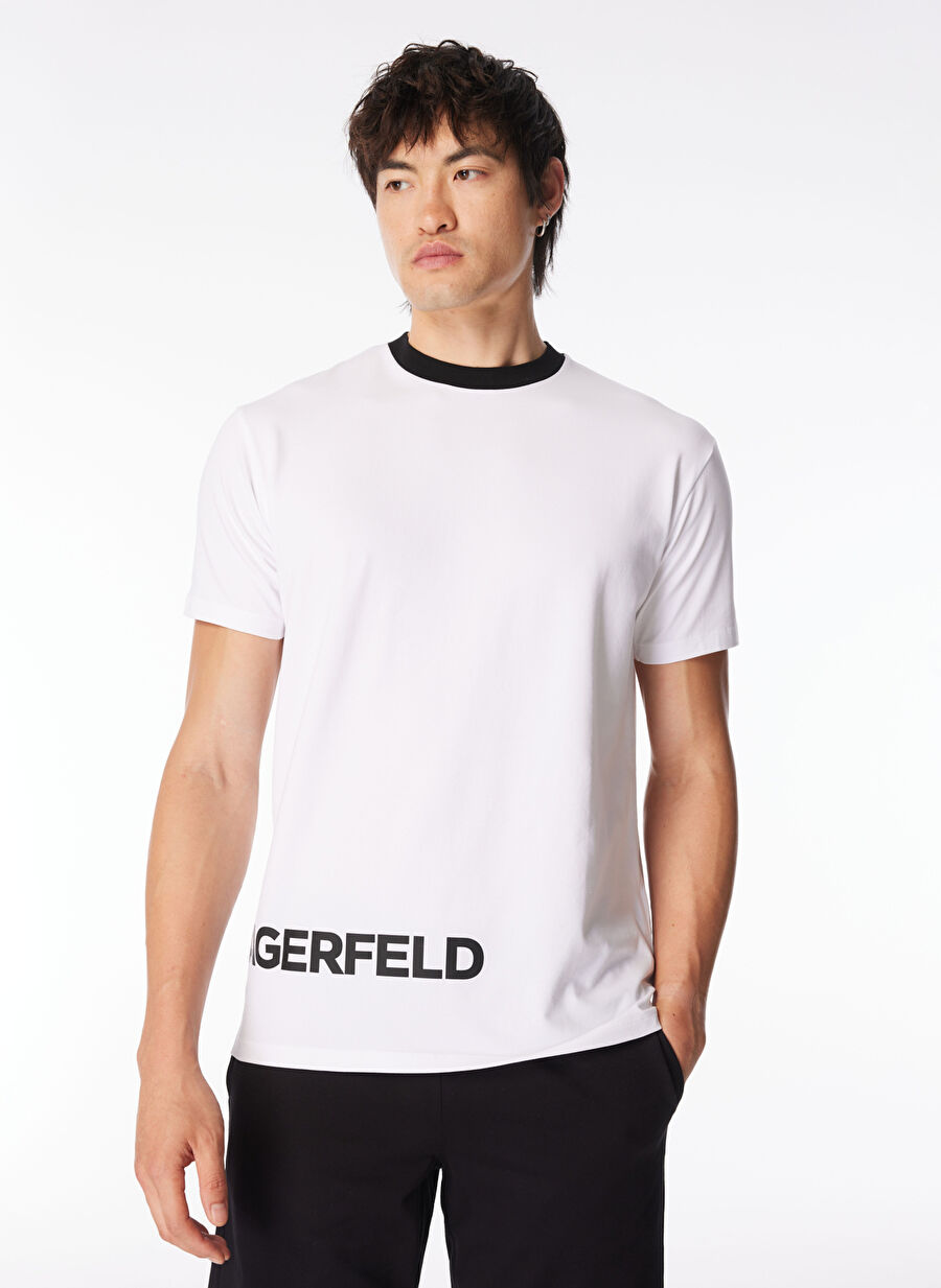 KARL LAGERFELD Bisiklet Yaka Beyaz Erkek T-Shirt 755225542221