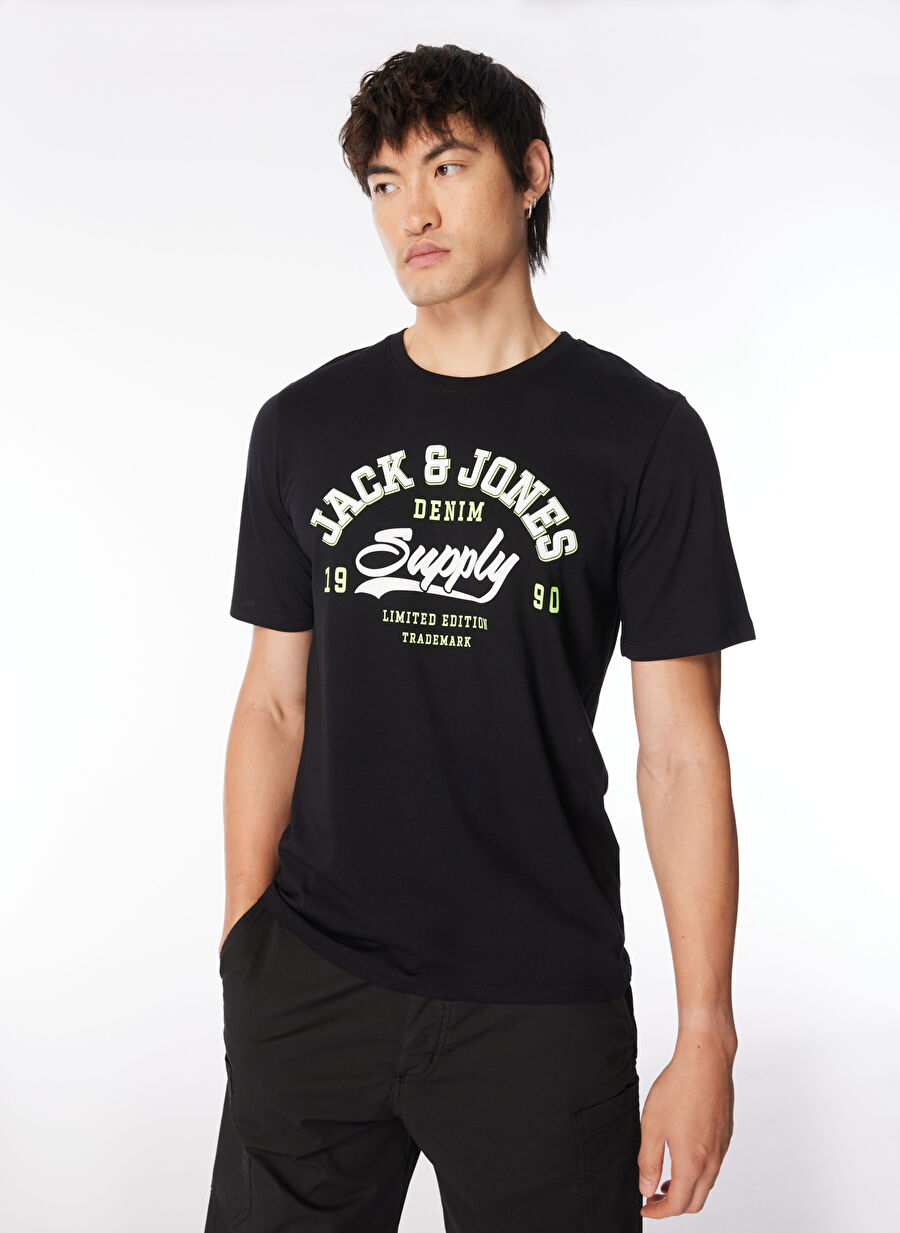 Jack & Jones Yuvarlak Yaka Siyah Erkek T-Shirt 12246690_JJELOGO TEE SS O-NECK 2 CO