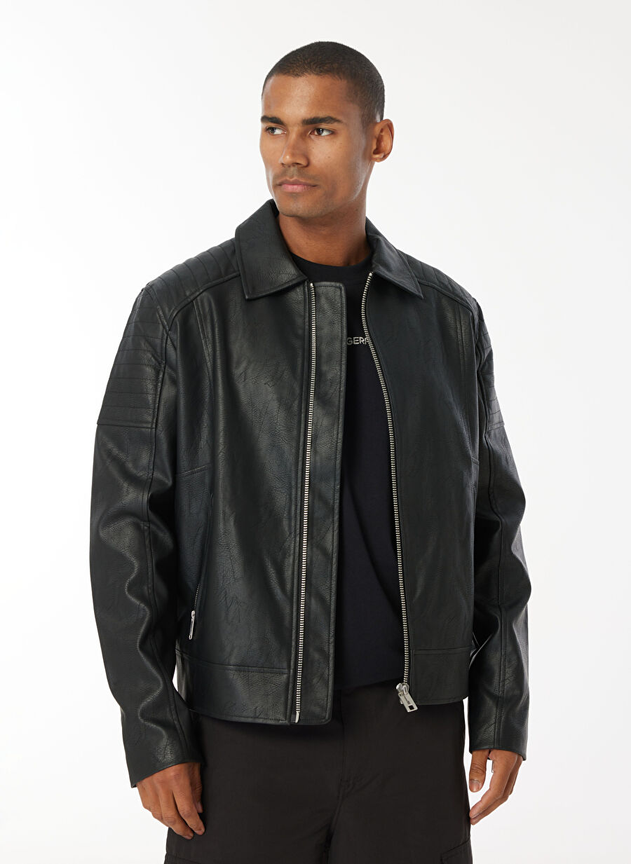 Siyah Erkek  Normal Kalıp Mont  240D1501_KLJ FAUX LEATHER JACKET