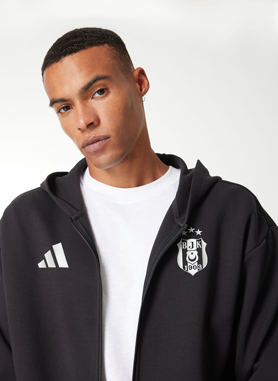 Adidas Siyah Erkek Kapüşon Normal Düz Sweatshirt It3862 Bjk