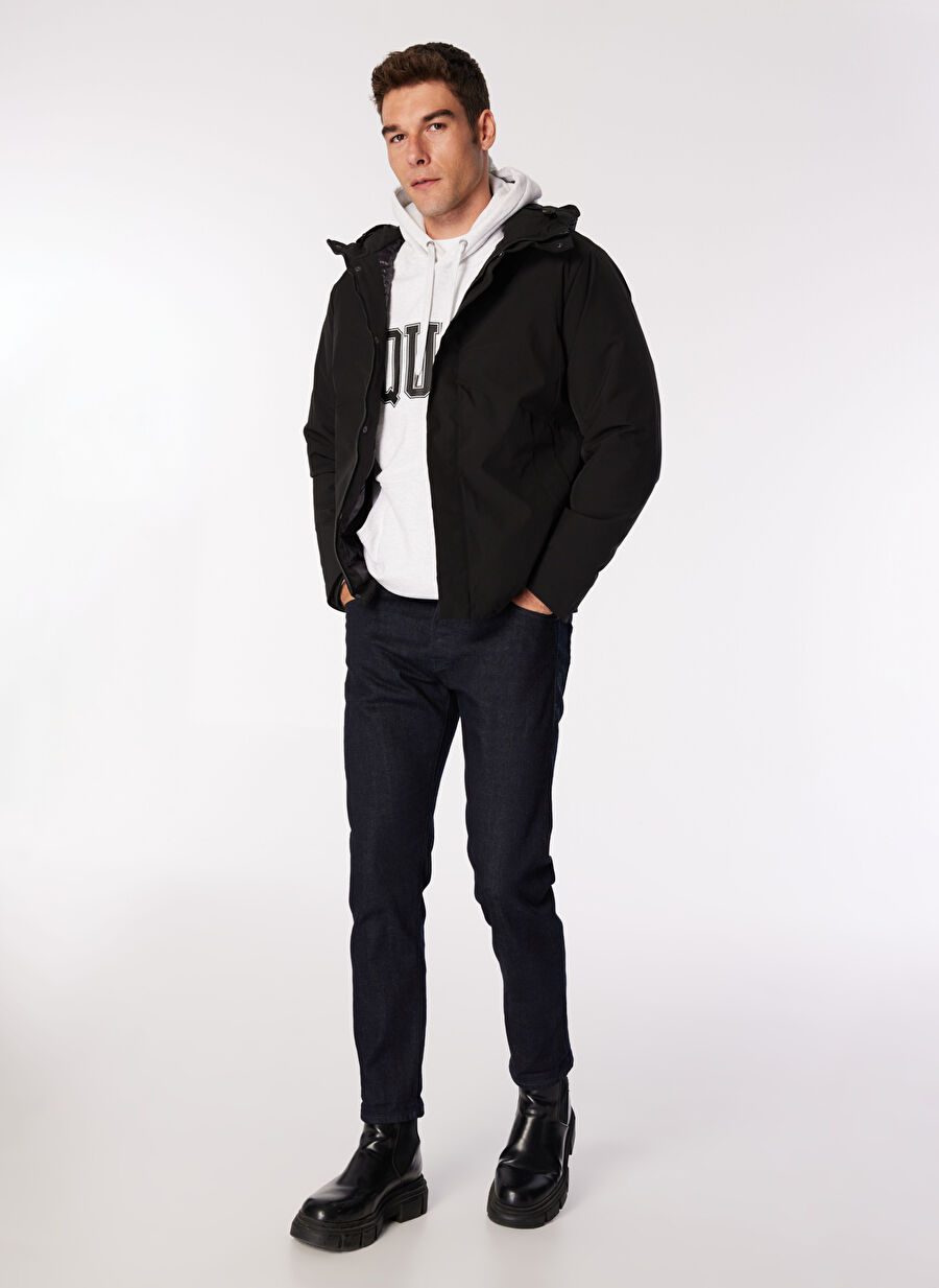 B　1225 Jjekeen Jacket Sn Kapüşon Regular Fit Siyah Erkek Mont 12258405