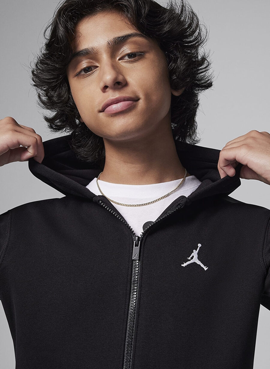 Nike Siyah Erkek Çocuk Sweatshirt 95D388-023-Jdb Mj Brooklyn Ft Fz