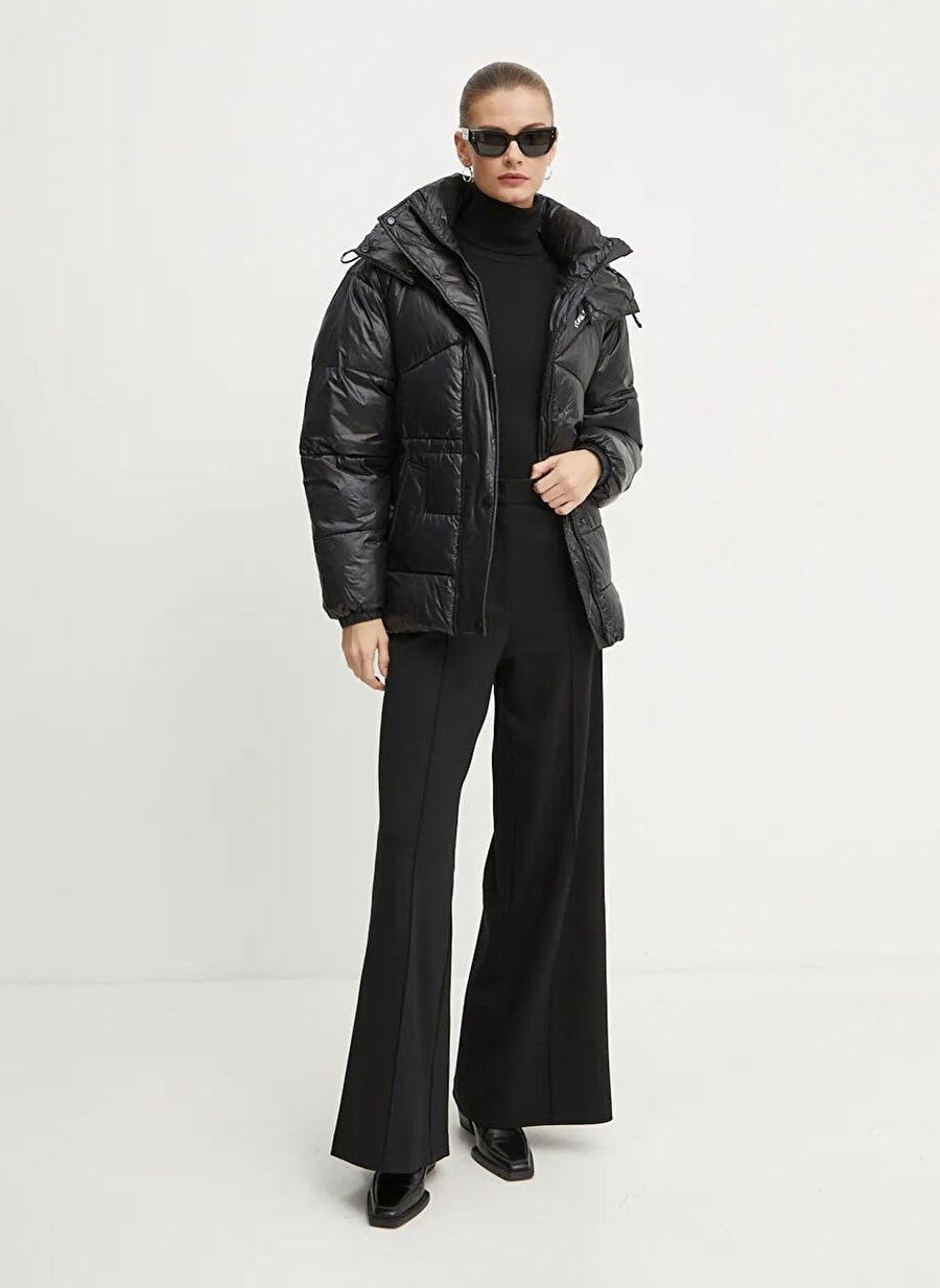 KARL LAGERFELD Kapüşonlu Siyah Kadın Mont 246W1510 - 1