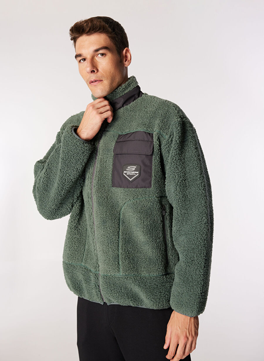 Skechers S242184-801 Outdoor Fleece Full Z Haki Erkek Fermuarlı