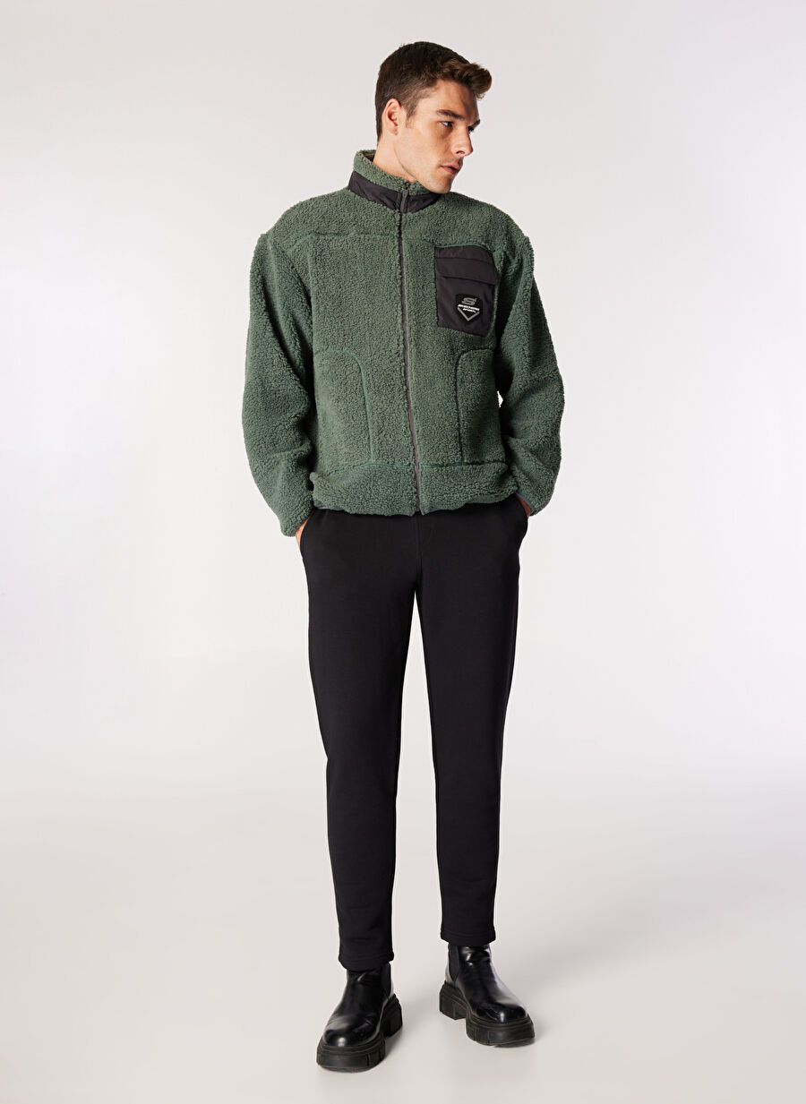 Skechers S242184-801 Outdoor Fleece Full Z Haki Erkek Fermuarlı