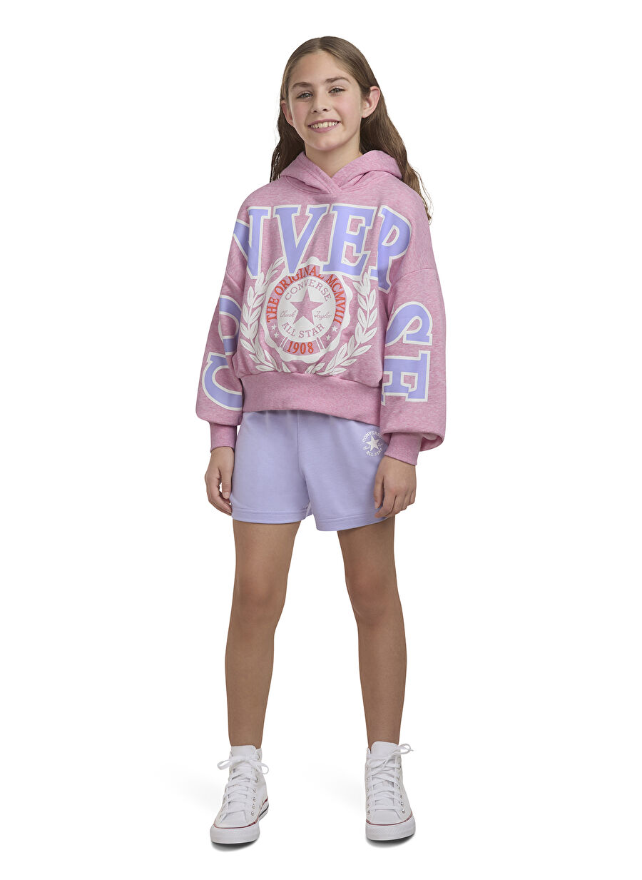 Converse Pembe Kız Çocuk Baskılı Sweatshirt 4CG798-RAF-CNVG OVERSIZED VARSITY G - 1