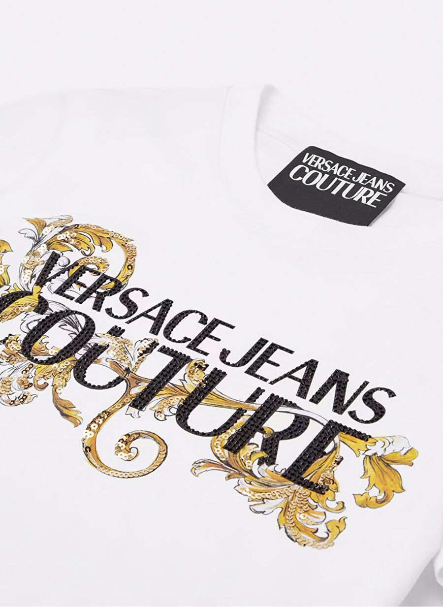 Versace Jeans Couture Beyaz Kadın Standart Baskılı T-Shirt