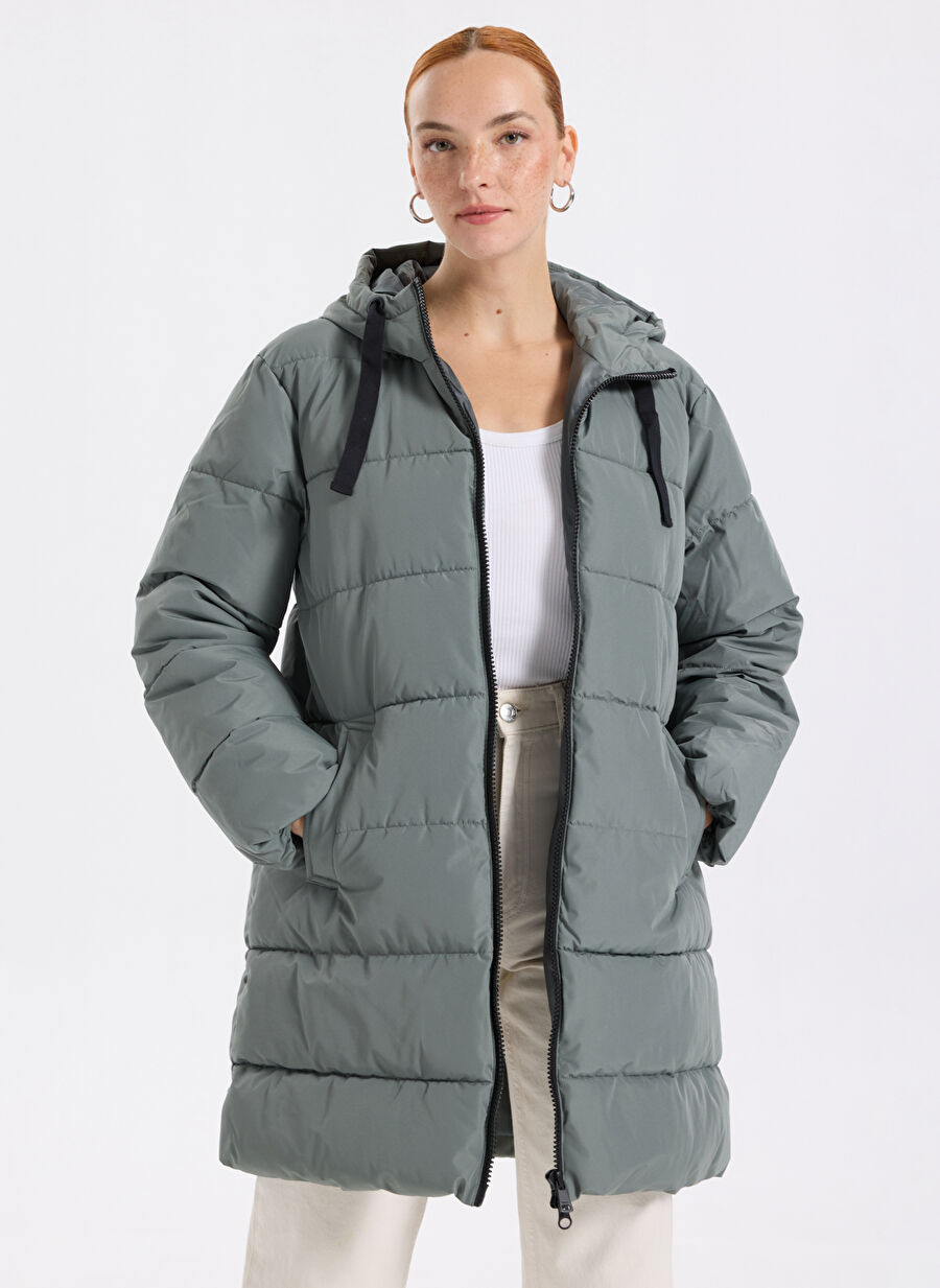 ONLY Antrasit Kadın Kapitone Kaban ONLCLAIR PUFFER HOOD COAT CC OTW