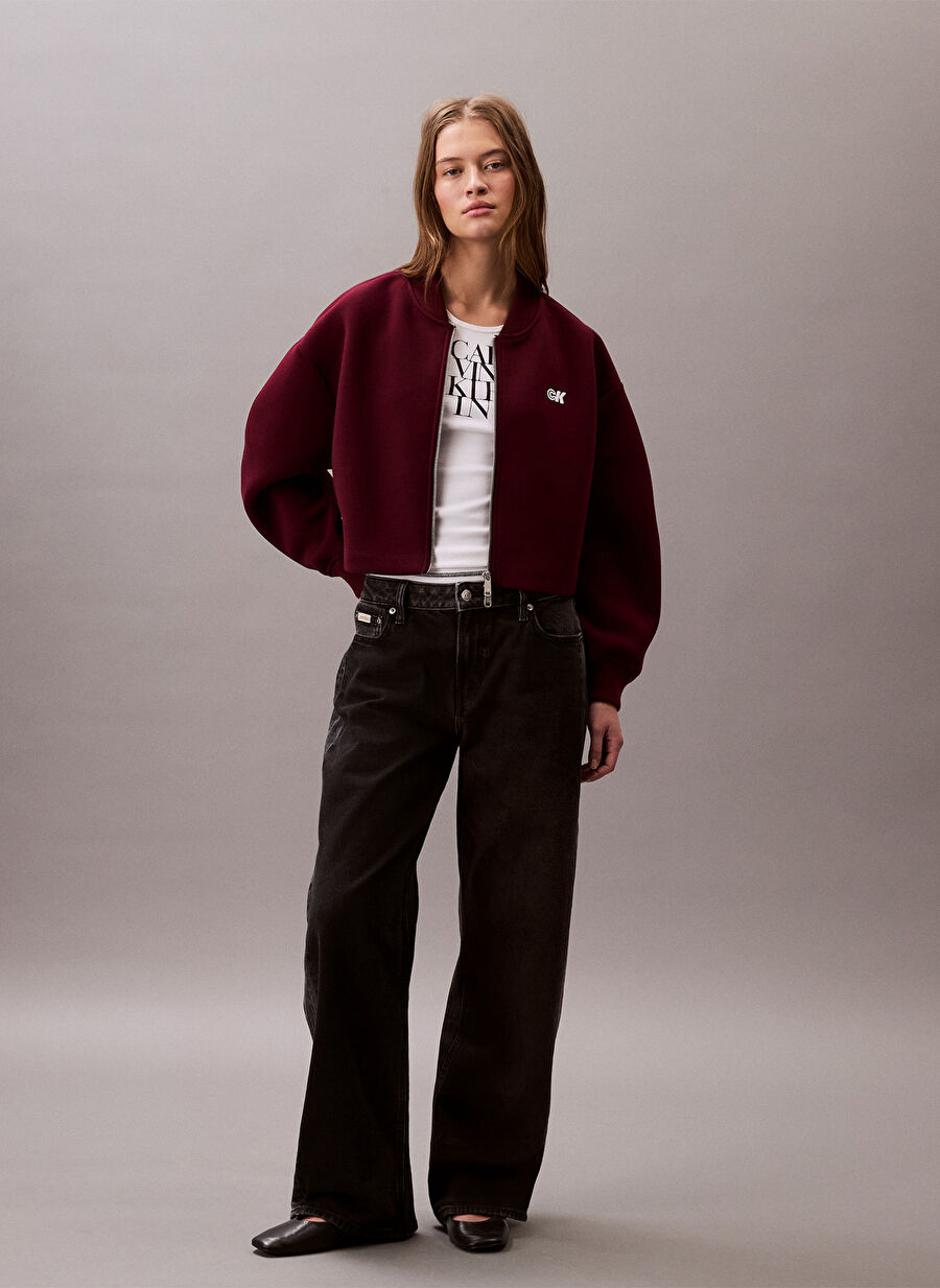 Calvin Klein Jeans Kırmızı Kadın Standart Baskılı Bomber Ceket LV047C524GVLP