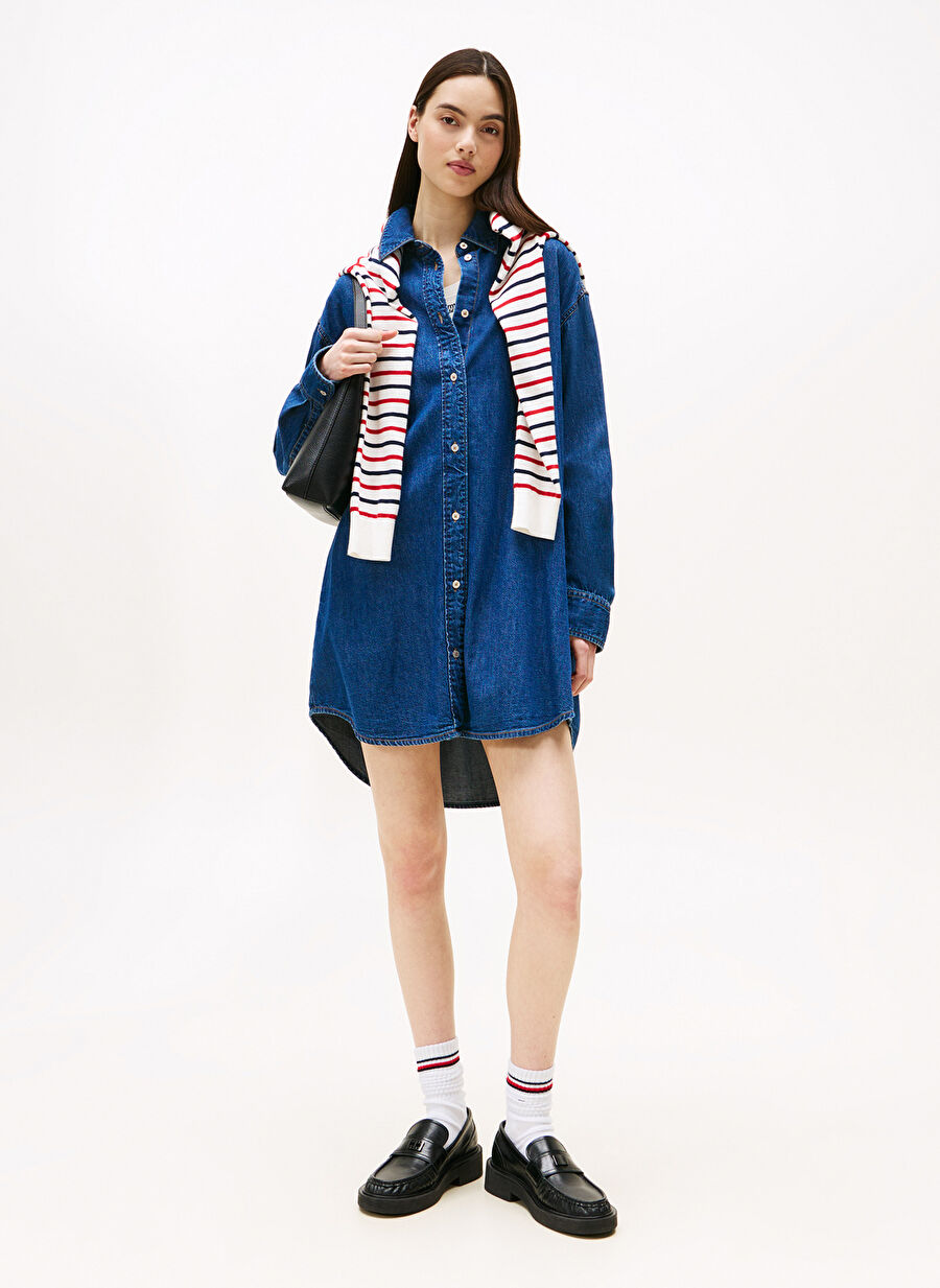 Tommy Jeans Lacivert Kadın Nakışlı Elbise DW0DW214201A4