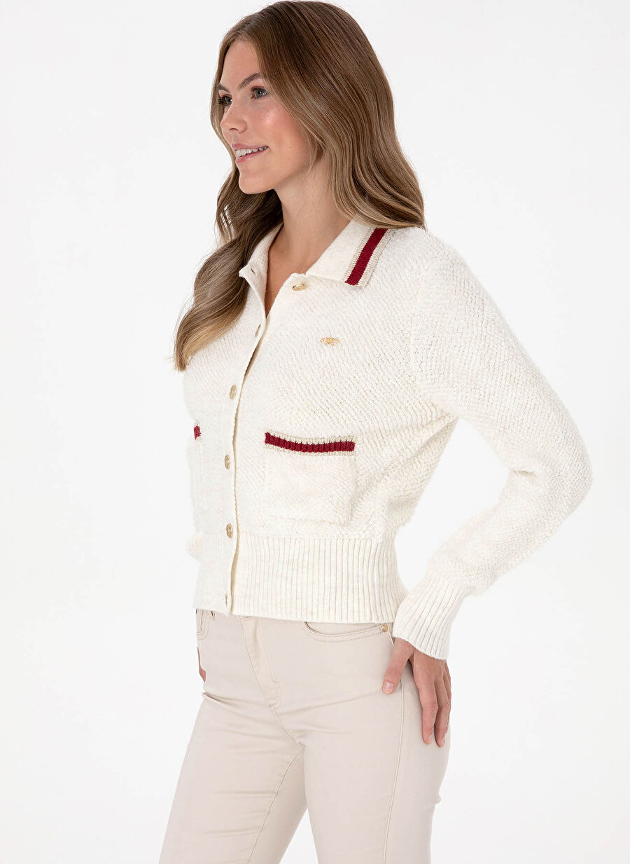 U.S. Polo Assn. Beyaz Kadın Regular Fit Hırka Herbert-Sk25