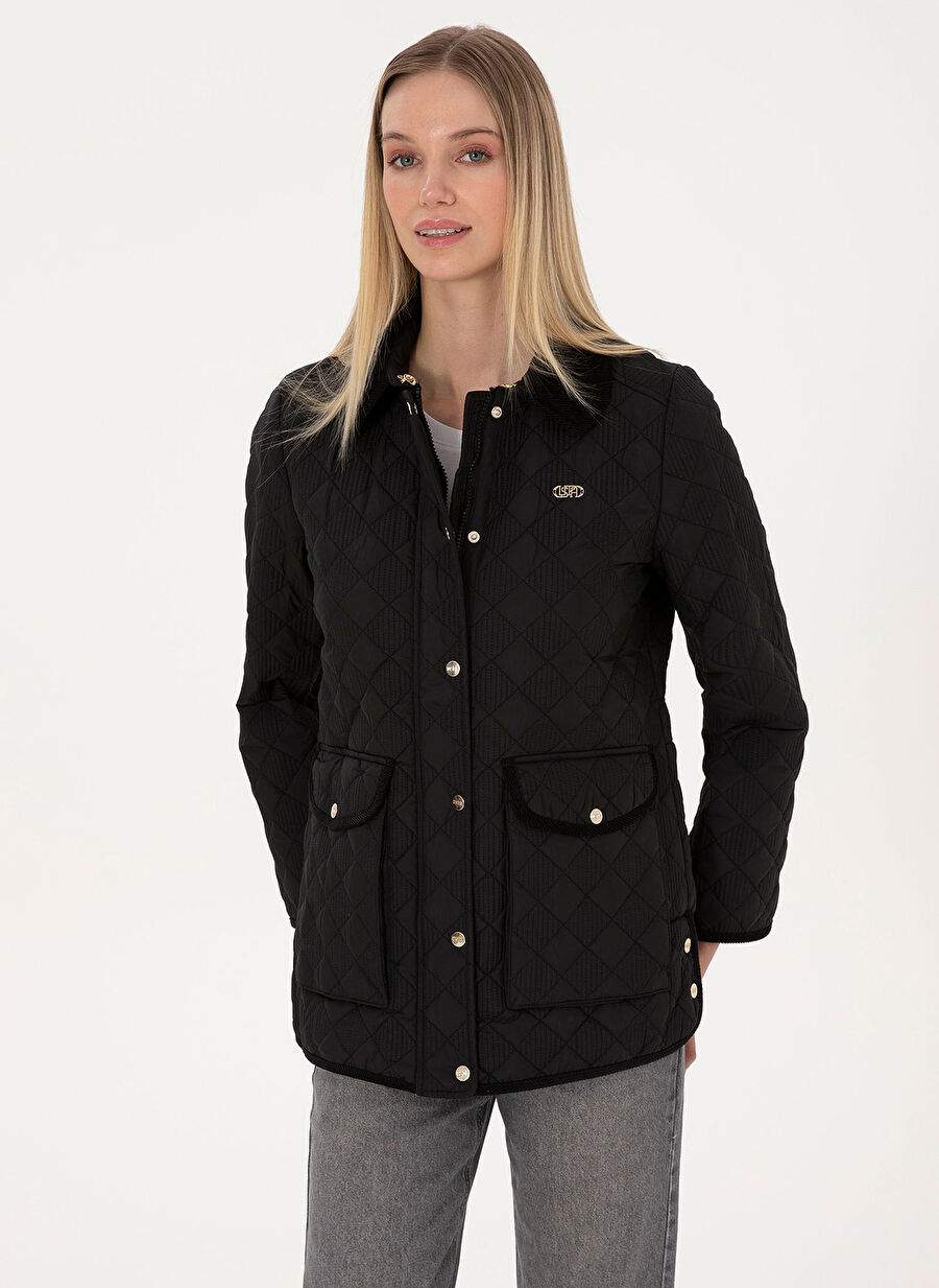 U.S. Polo Assn. Siyah Kadın Standart Desenli Mont EDRA25K