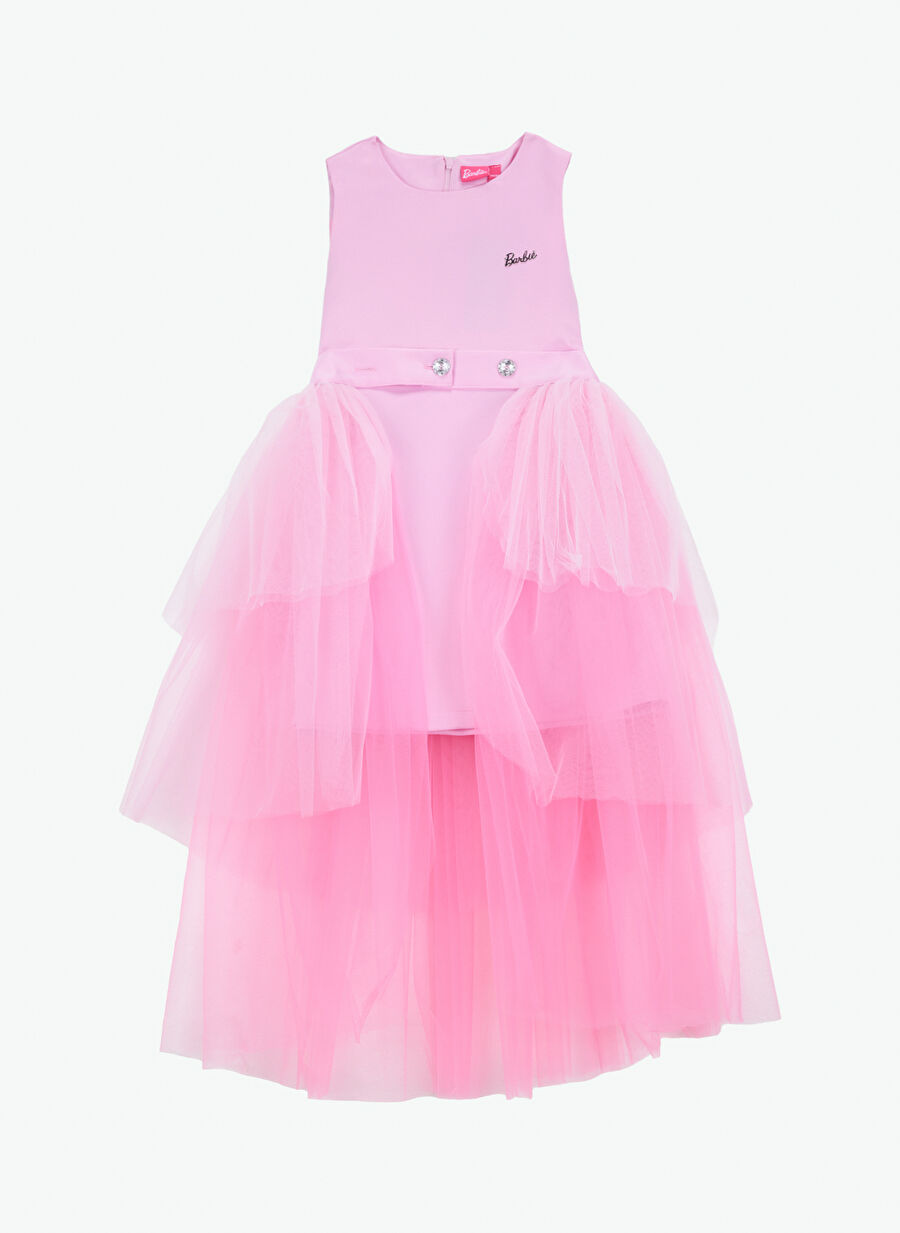 Barbie Pembe Kız Çocuk Abiye Elbise