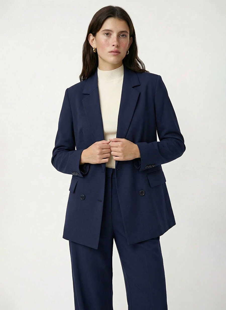 Fabrika Lacivert Kadın Regular Fit Blazer