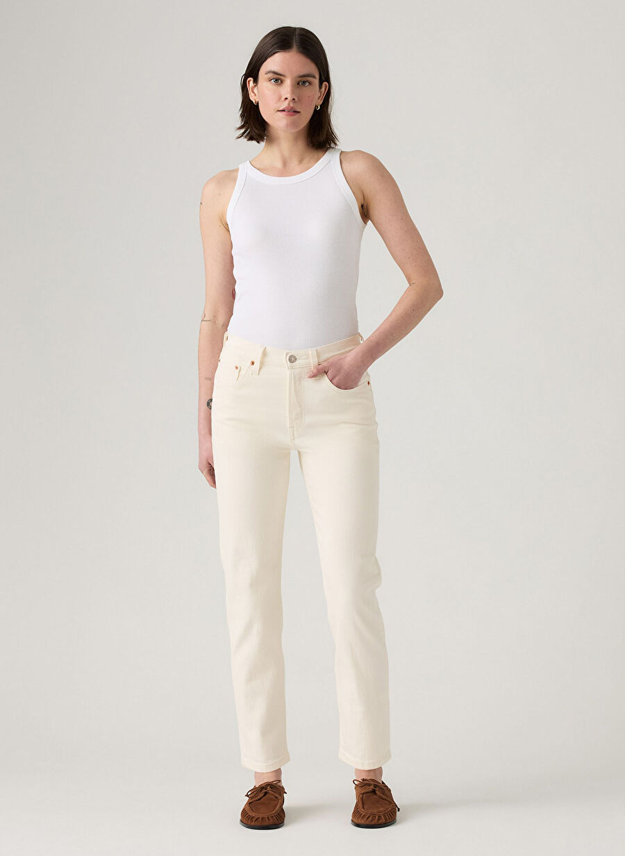 Levis Ekru Kadın Straight Denim Pantolon 501 CROP SURPRISE GUEST