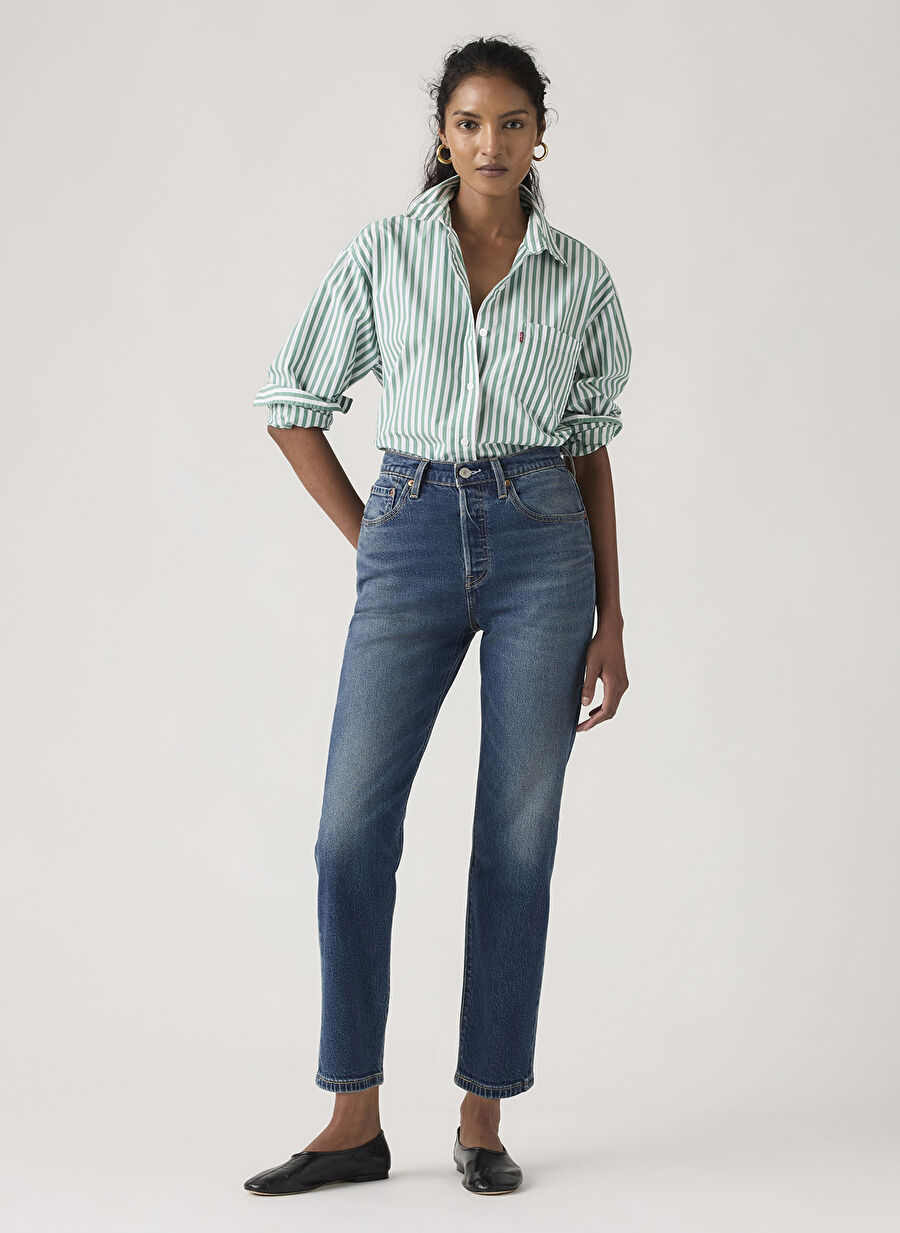Levis Koyu Mavi Kadın Straight Denim Pantolon 501 CROP LIGHTWEIGHT HISTORY TODAY