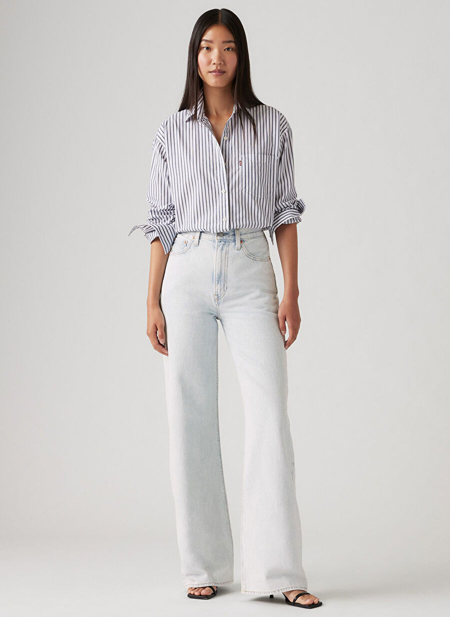 Levis Mavi Kadın Straight Denim Pantolon RIBCAGE WIDE LEG H223 BE PREPARED