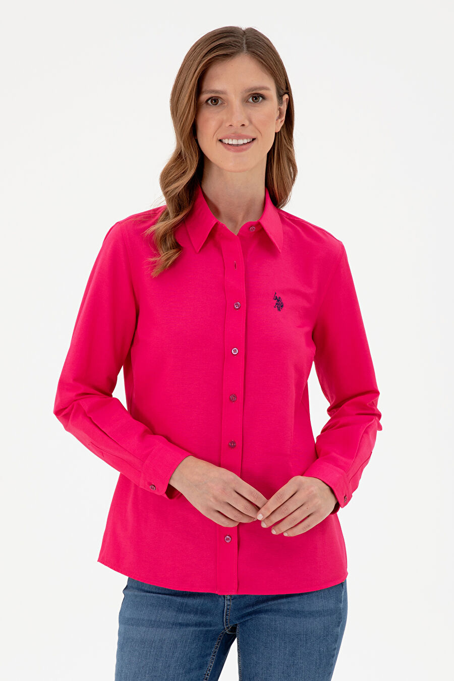 U.S. Polo Assn. Kadın Fuşya Gömlek Basic 50297002-VR023 - 1