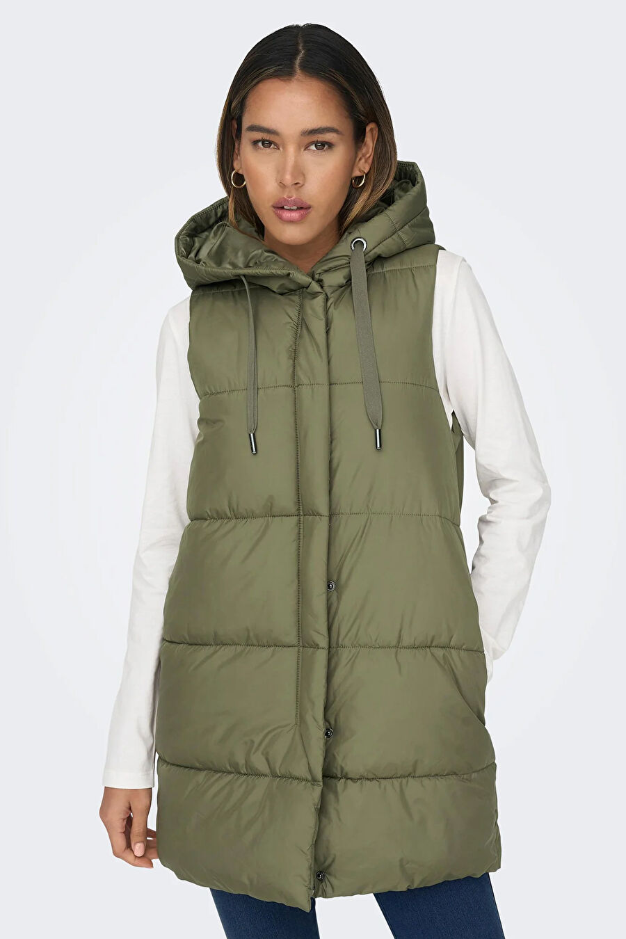 Only Asta Puffer Waistcoat Kadın Mont Uzun Şişme Yelek - 15300256