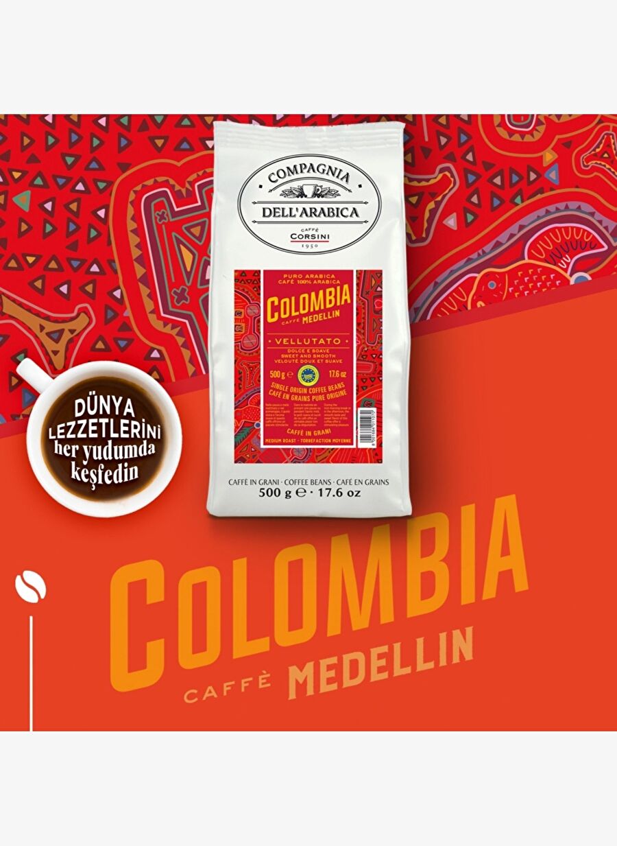 Caffe Corsini Kolombiya Medellin %100 Arabica Çekirdek Kahve 250Gr