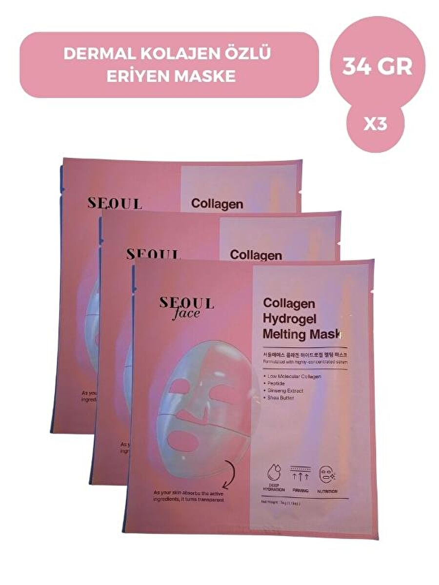 Dermal Seoulface Collagen Hydrogel Melting Mask 34G 3 Adet