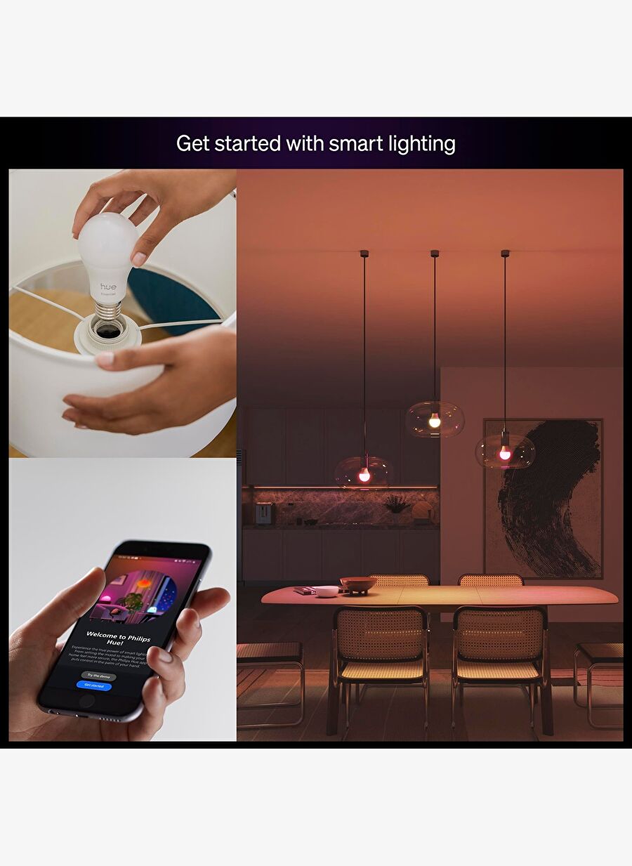 Philips Hue Essential 8W E27 806 Lumen Renkli Akıllı Ampul A60 (2