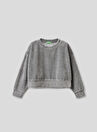 Benetton Kız Çocuk Antrasit Sweatshırt Uk_Şönil Boxy Sweatshirt