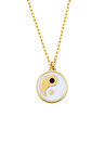 Gümüş Üzeri 14 Ayar Altın Kaplama Ying Yang Madalyon Kolye