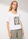 People By Fabrika Beyaz Kadın T-Shirt PFKSS22TS0039