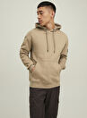 Jack & Jones Kapüşon Yaka Koyu Bej Erkek Sweatshırt 12216342_JCOCLASSIC WAFFLE SWEAT HO