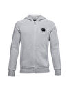 Under Armour Gri - Beyaz Erkek Çocuk Kapüşonlu Uzun Kollu Düz Sweatshirt 1357609-011 UA Rival Fleece FZ Hood