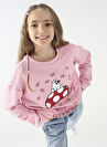 Fluffy Bisiklet Yaka Oversized Pembe Kız Çocuk Sweatshirt FFY-04