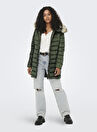 Only Açık Haki Kadın Kaban ONLNEWELLAN QUILTED HOOD FUR COAT C