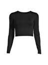 Casall Siyah Kadın O Yaka T-Shirt 21168-901 Crop Long Sleeve