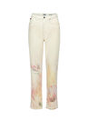 Denim Trip Ekru Kadın Standart Çiçek Desenli Denim Pantolon DT10276 ROSIE Bootcut Fit Yüksek Be