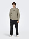 Only & Sons Açık Kahve Erkek O Yaka Baskılı Sweatshirt 22027894_ONSCELEBRITY REG CREW NECK