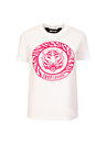 Just Cavalli Bisiklet Yaka Baskılı Beyaz Kadın T-Shirt 74PBHF04