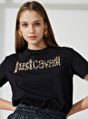 Just Cavalli Bisiklet Yaka Baskılı Siyah Kadın T-Shirt 74PBHG03