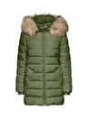 Only Yeşil Kadın Kaban ONLNEWCAMILLA QUILT FUR HOOD COAT C