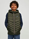 Jack & Jones Yeşil Erkek Çocuk Kapüşonlu Kolsuz Düz Yelek JJEHERO BODYWARMER HOOD NOOS JNR