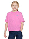 Nike Çocuk Pembe Bisiklet Yaka T-Shirt FD5366-620 G NK NSW TEE BOXY SWOOSH