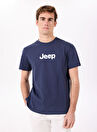 Jeep Lacivert Erkek Bisiklet Yaka Baskılı %100 Pamuk T-Shirt J4SM-TST7246